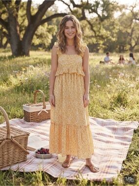 Old Navy Yellow and White Floral Maxi Dress
